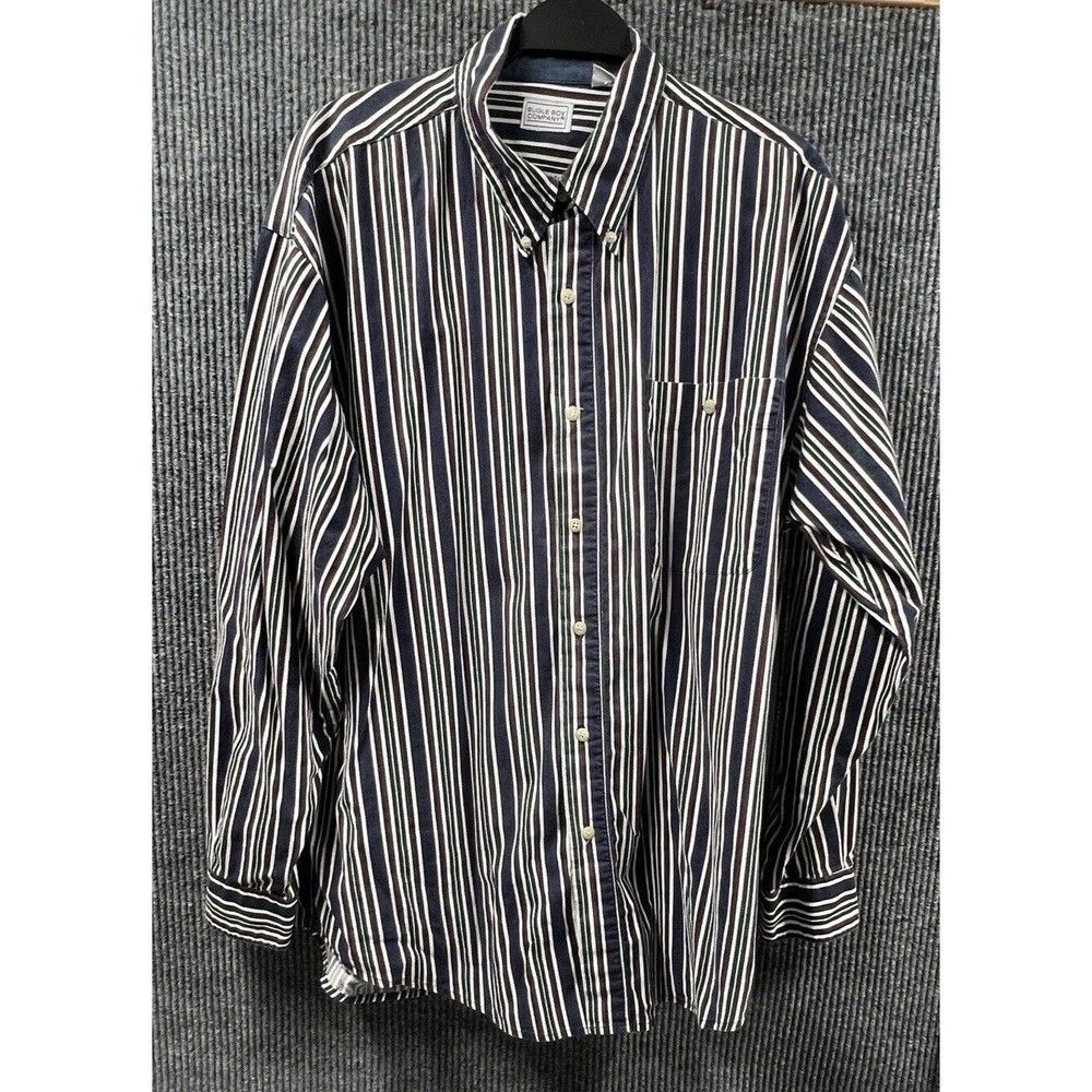 VTG‎ 90’s BUGLE BOY Shirt Mens XL Blue Striped Button Down Cotton Long Sleeve